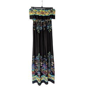 Bongo Strapless Maxi Dress Womens Medium Paisley Boho Festival Summer Long